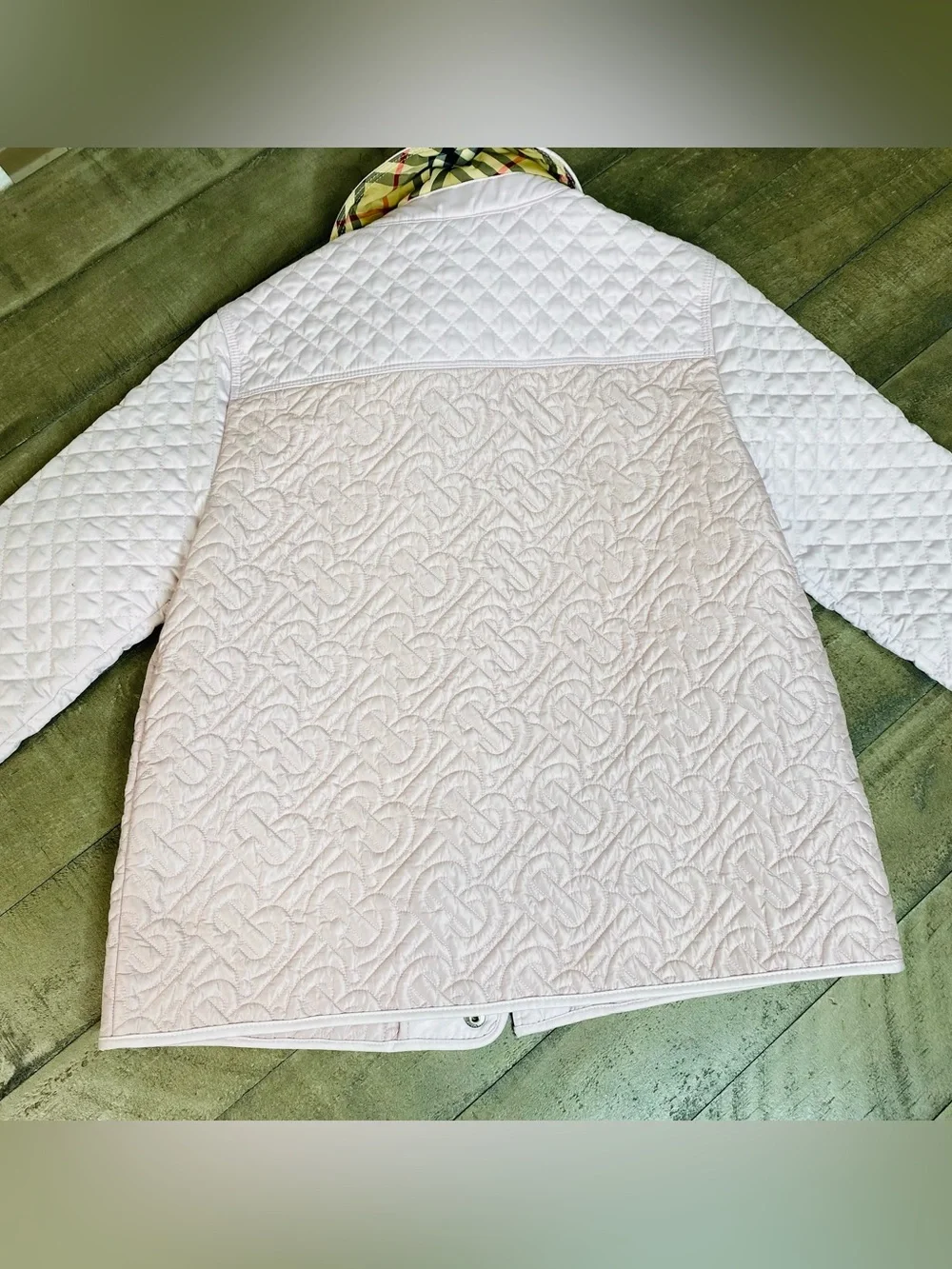 Burberry Kids Pale Pink Thomas Burberry Monogram Quilted Girls Jacket Size 10